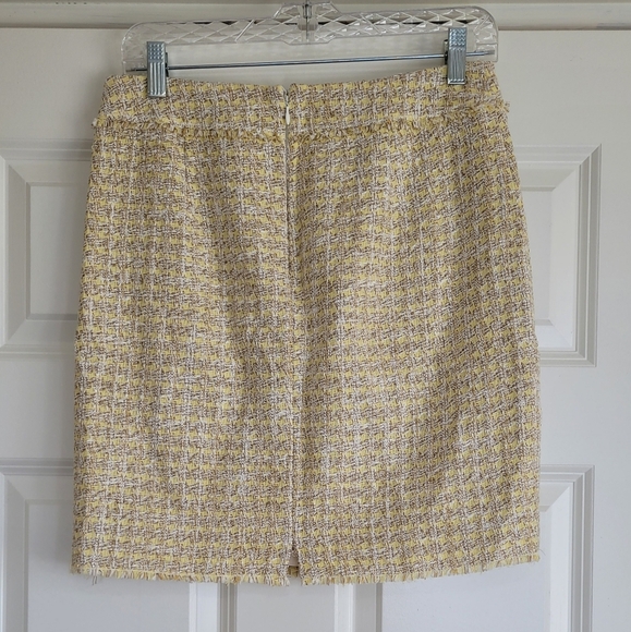 Ann Taylor Yellow Cream & Gold Tweed Shimmer Pencil Skirt - Size 6P (Petite) - Picture 2 of 9
